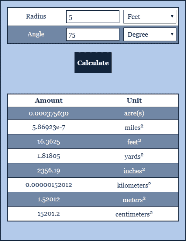 Sector Calculator Circle Calculator